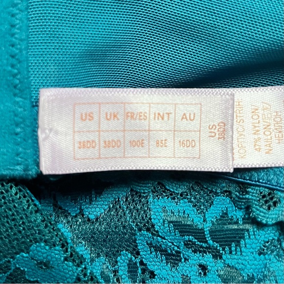 Savage x Fenty Bra Floral Lace Unlined Womens Plus Size 38DD Hunter Green Sexy - Picture 7 of 10